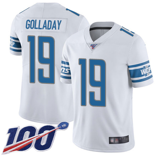 Detroit Lions Limited White Men Kenny Golladay Road Jersey NFL Football #19 100th Season Vapor Untouchable